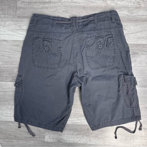 Y2K Drawstring Cargo Shorts 14 Gray Gropcore Hiking - Picture 2 of 4